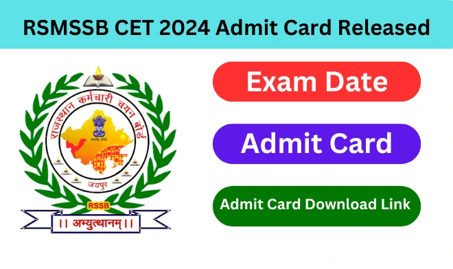 RSMSSB CET 2024 Admit Card Released