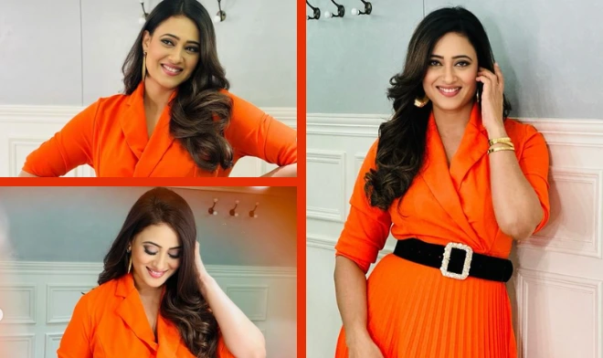 Shweta Tiwari in Orange Outfit