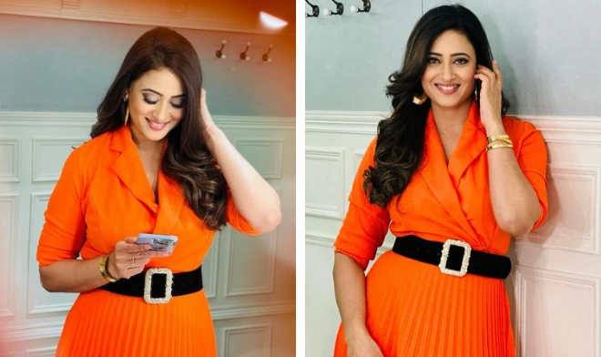 Shweta Tiwari in Orange Outfit