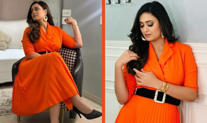 Shweta Tiwari in Orange Outfit